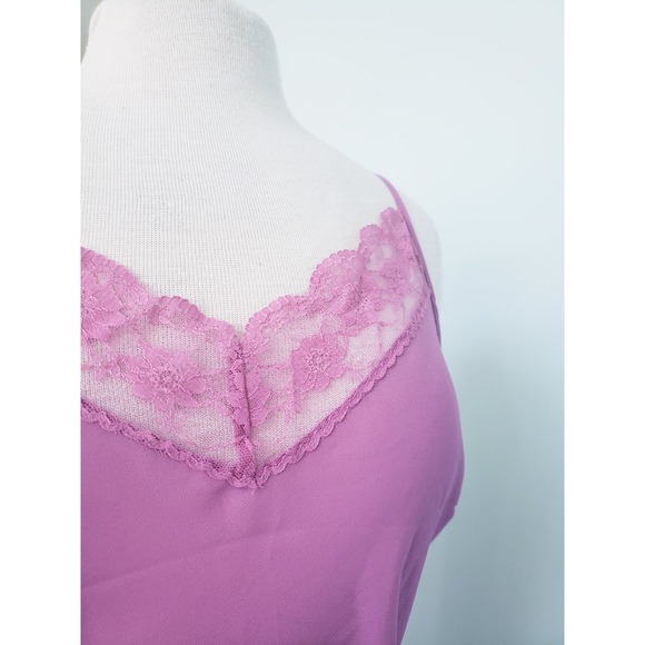 VTG 90s Ice Women's M Pink Purple Slip Dress Midi Gown Lingerie Lace Y2K Sheer - Picture 4 of 11